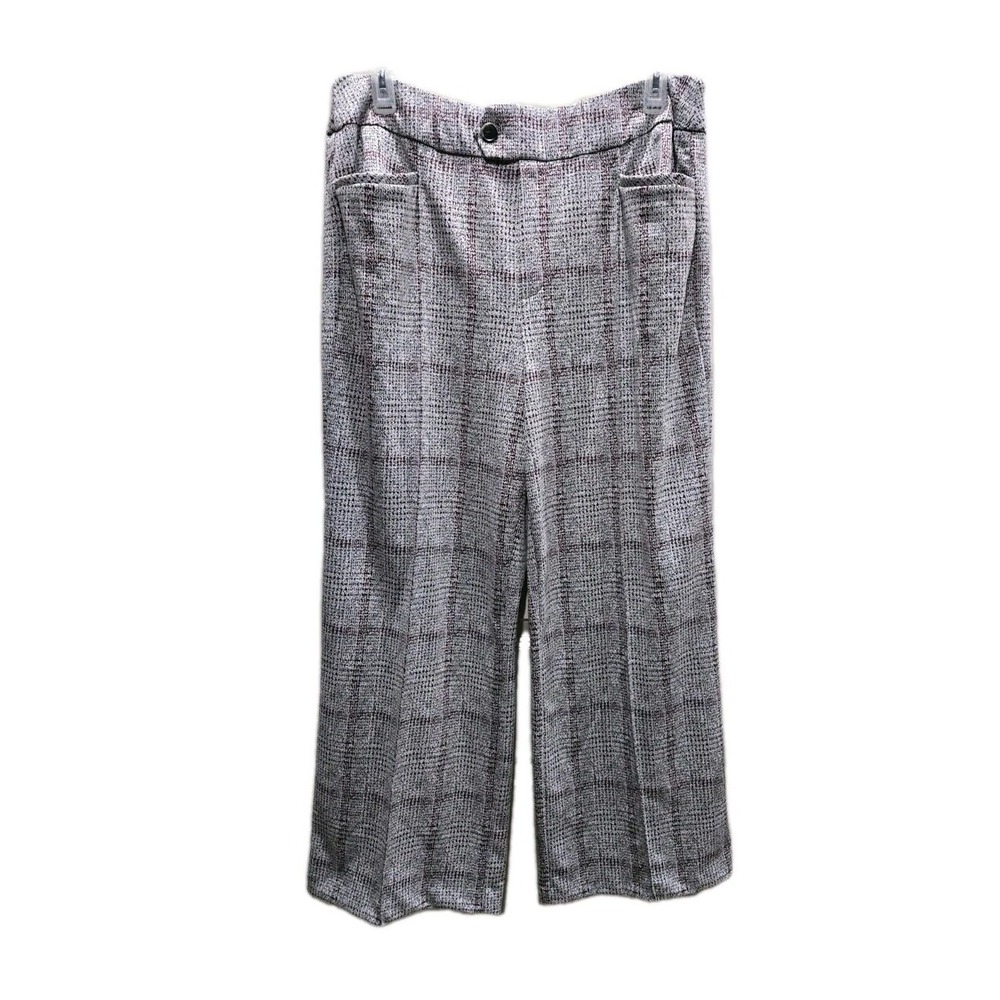 Cato Women's Sport Pant 18/20 Gray & Elderberry Plaid New With Tags